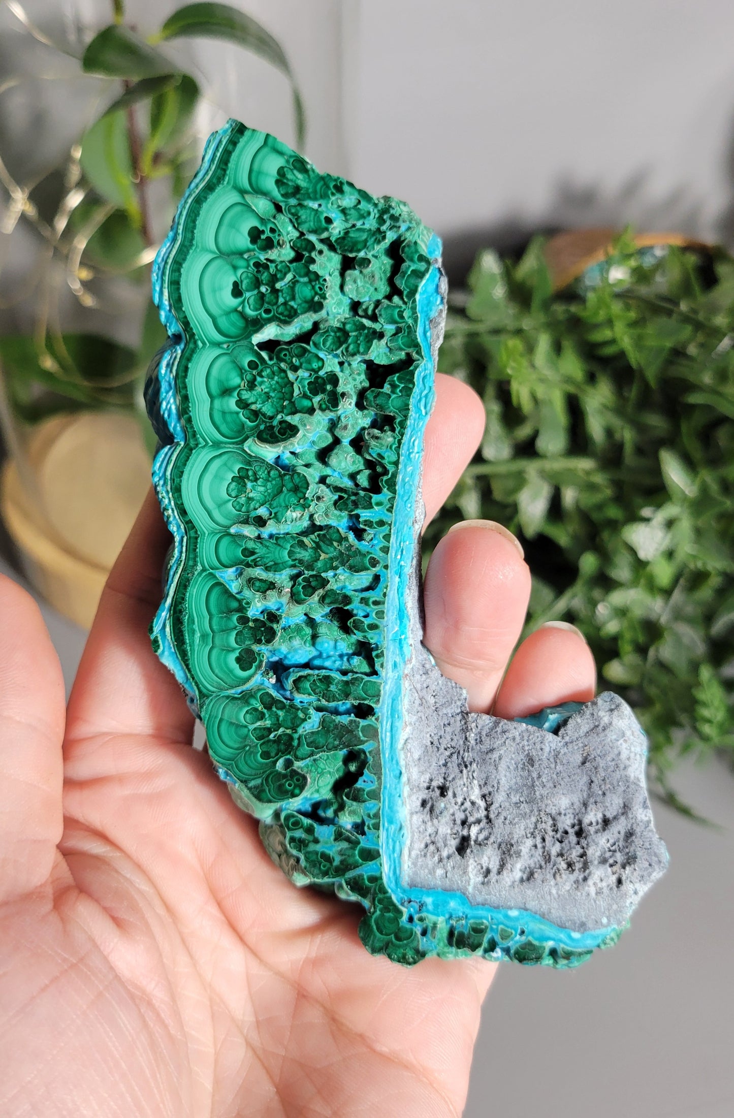 Vibrant malachite chrysocolla slab