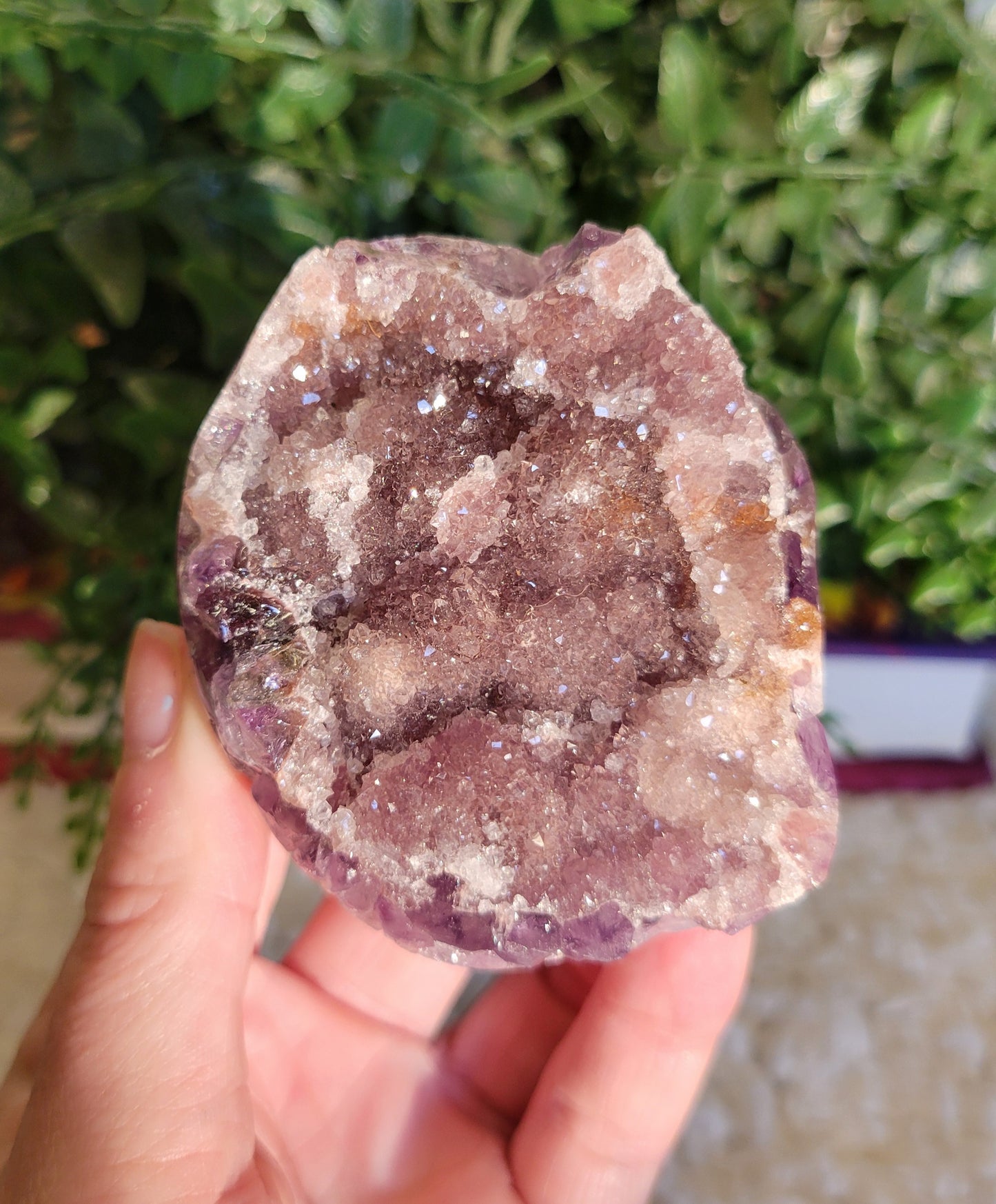 Light purple Sugar Druzy Amethyst Cut base