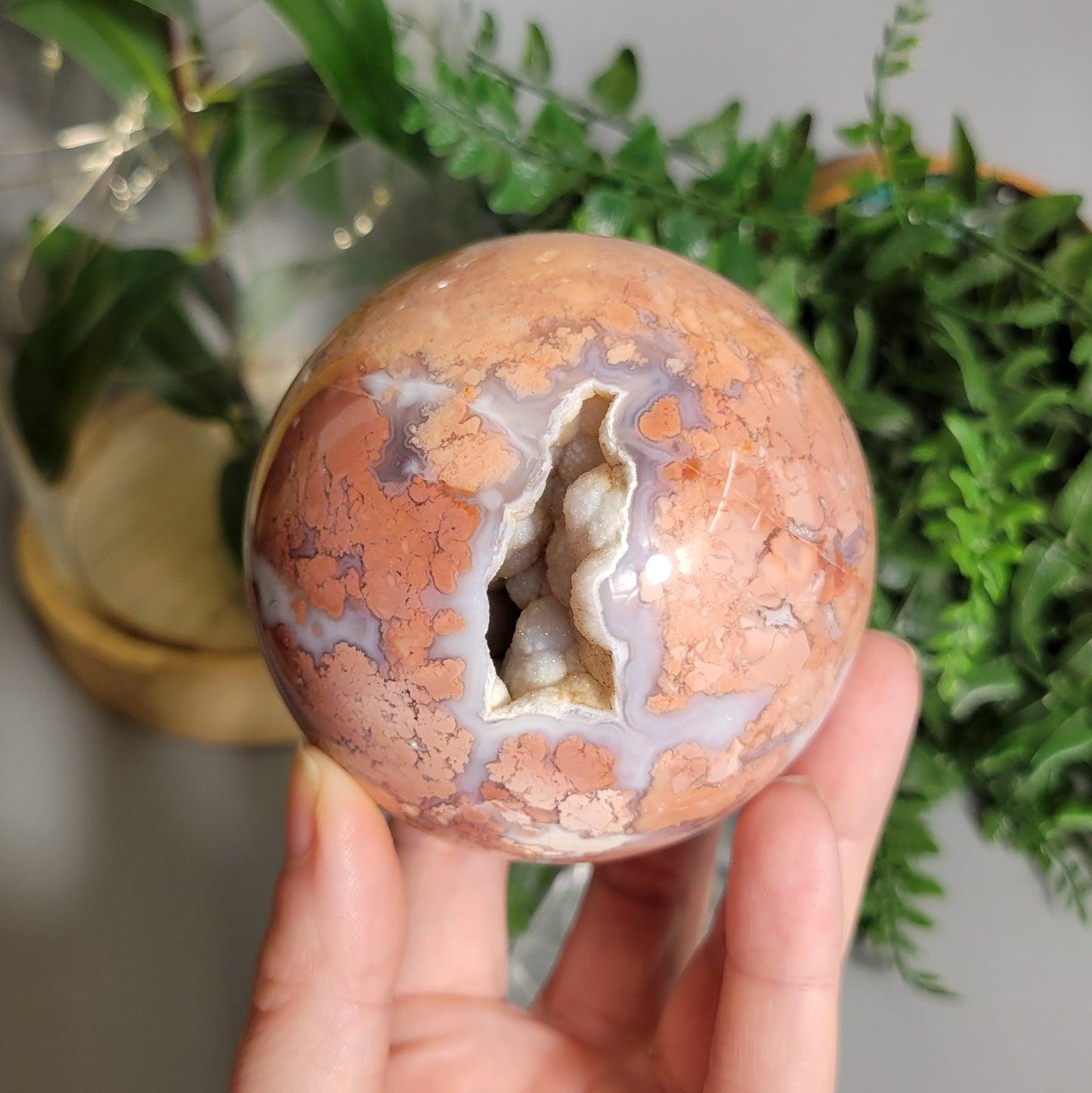 75mm pink agate sphere