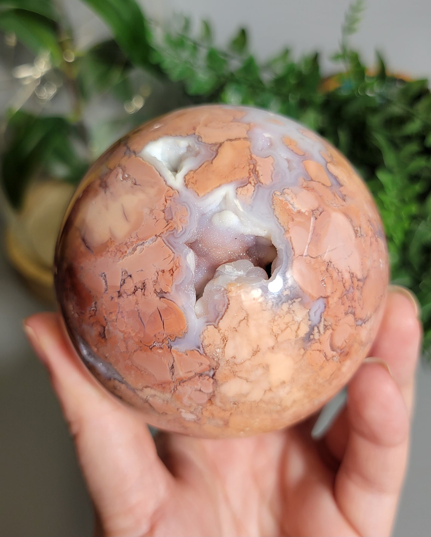 75mm pink agate sphere